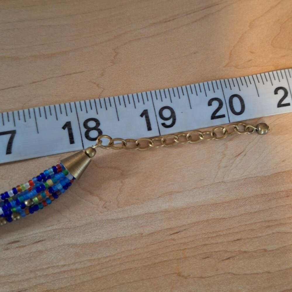 Multi Strand Blue Seed Bead Multicolor Necklace - Picture 10 of 11